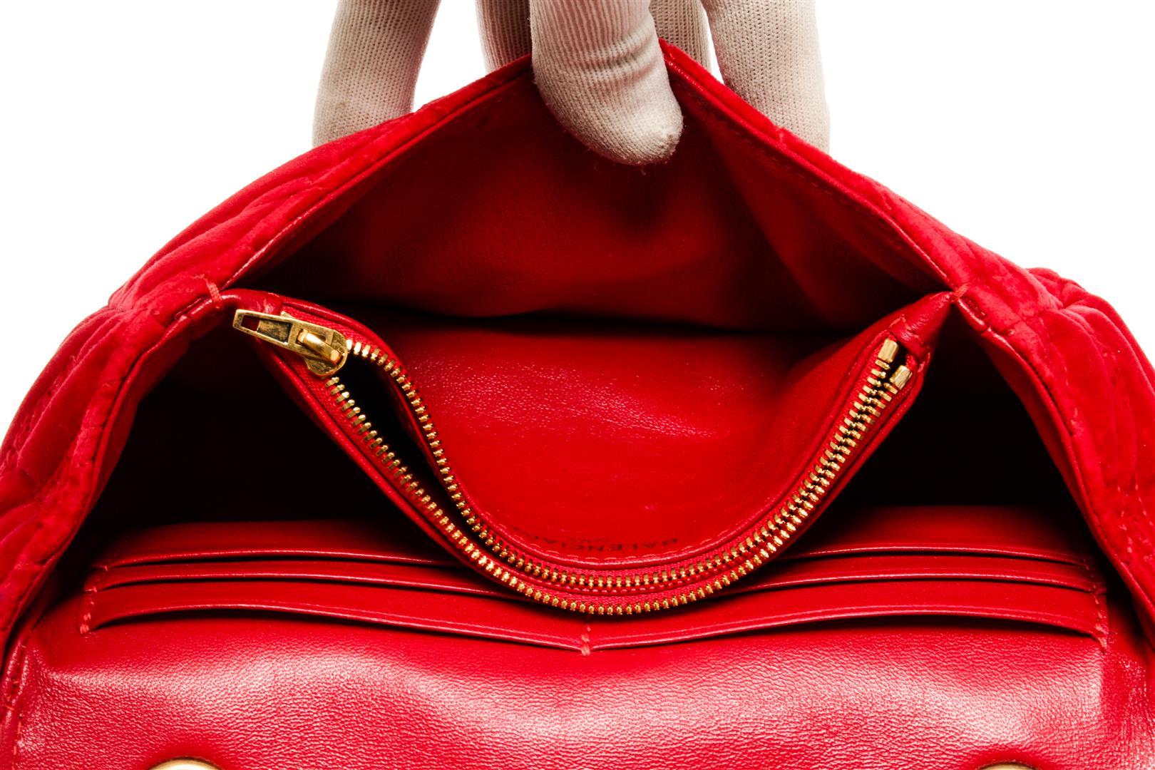 Balenciaga Red Velvet BB Chain Shoulder Bag