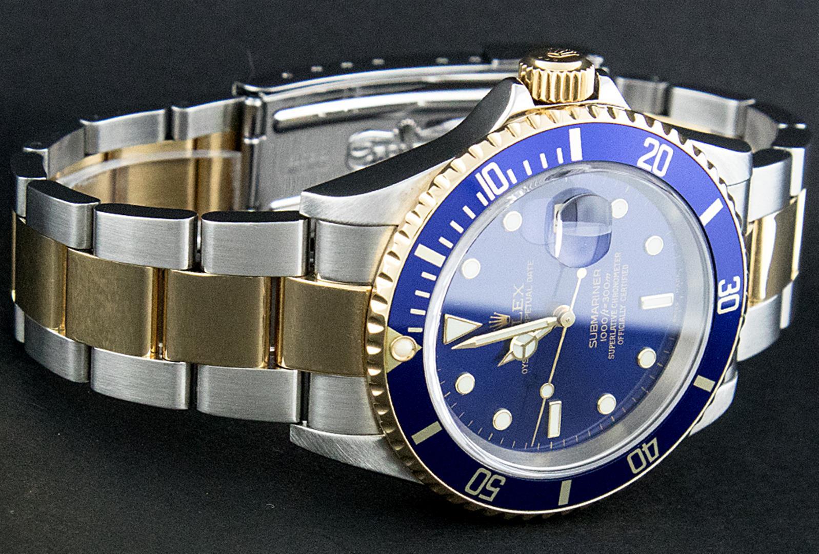 Rolex Mens 18K Yellow Gold And Stainless Steel Blue Submariner 40MM