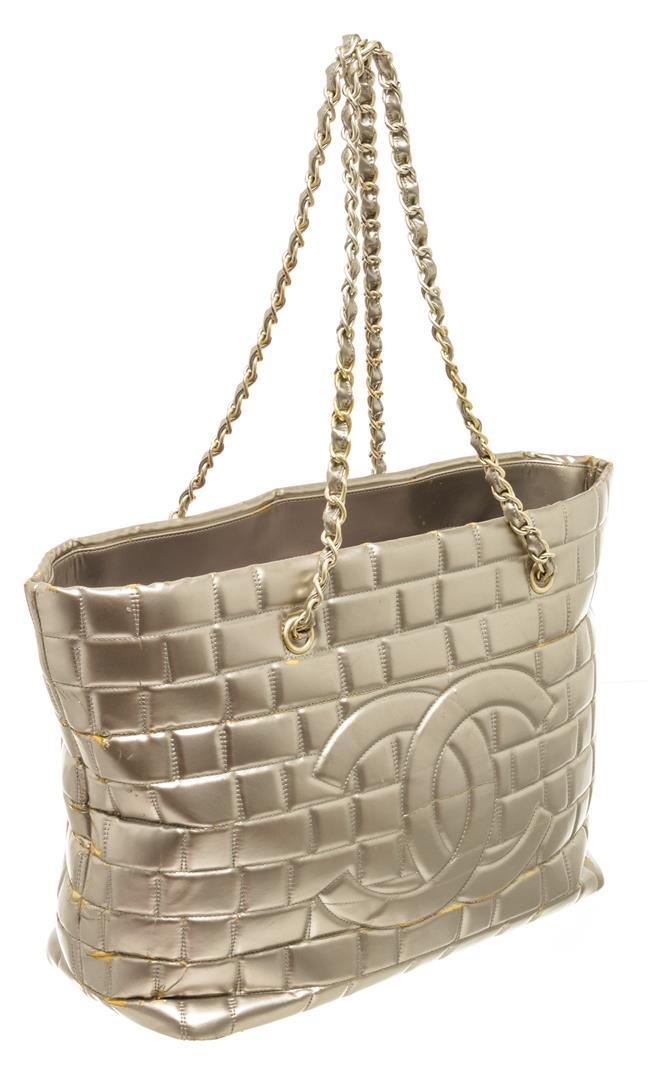 Chanel Silver Quilted Lambskin Igloo Tote Bag