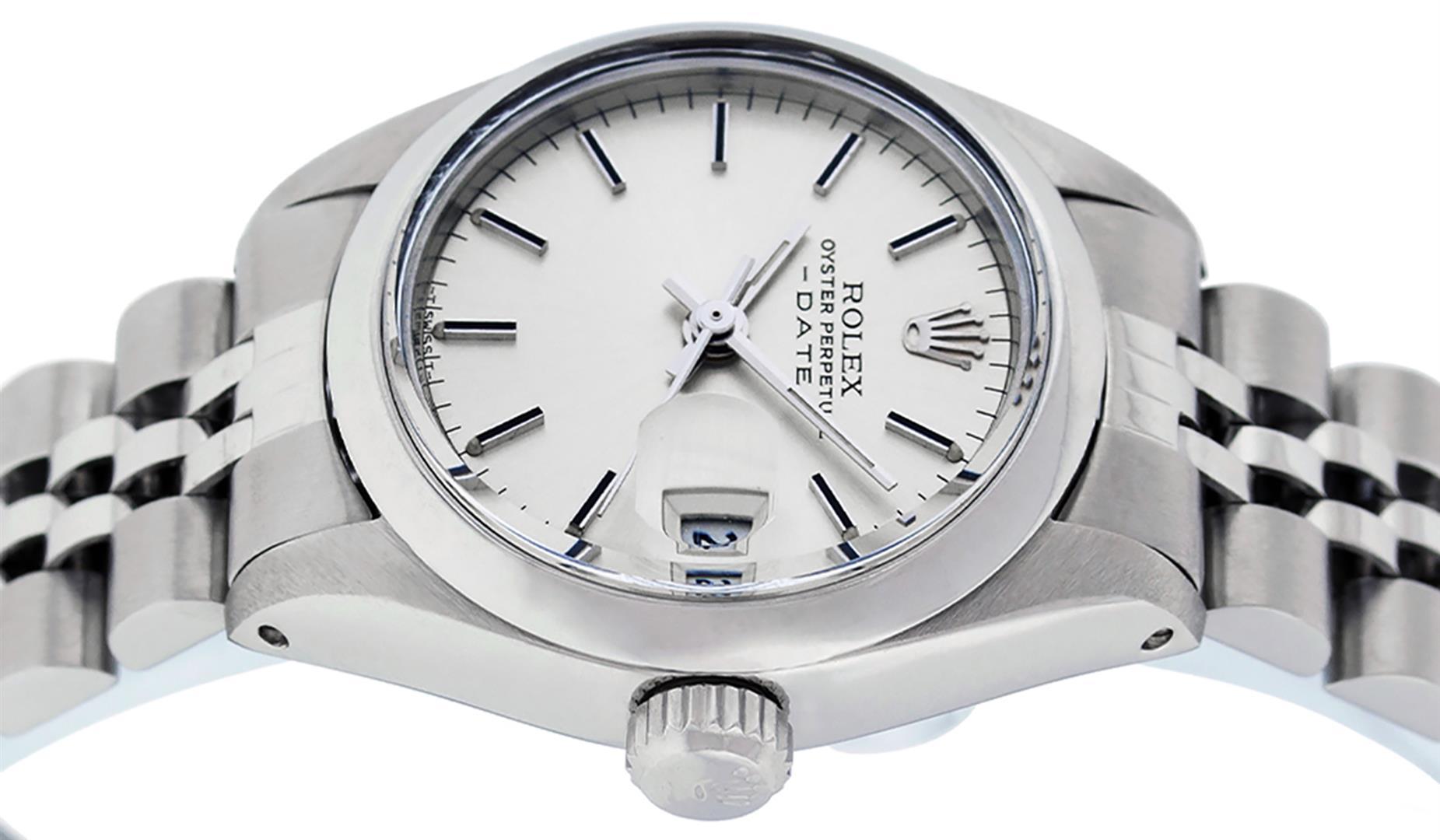 Rolex Ladies Stainless Steel Silver Index 26MM Fluted Wristwatch