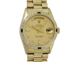 Rolex Mens Quickset 18K Yellow Gold Factory Champagne Diamond Dial Day Date Pres