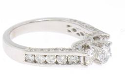 NEW Designer 14k White Gold 1.85 ctw Diamond Three 3 Stone Ladies Engagement Rin