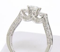 NEW Designer 14k White Gold 1.85 ctw Diamond Three 3 Stone Ladies Engagement Rin
