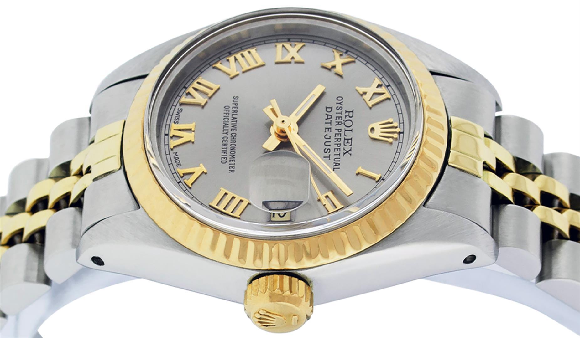 Rolex Ladies 2 Tone Yellow Gold & Stainless Steel Slate Grey Roman Wristwatch