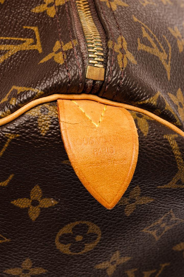 Louis Vuitton Brown Monogram Canvas Leather Speedy 40 Satchel Bag
