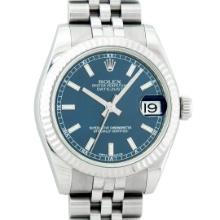 Rolex Ladies Midsize 31MM Stainless Steel Factory Blue Index Dial Jubilee Band D