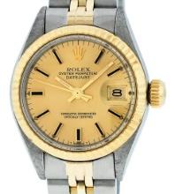 Rolex Ladies 2T Yellow Gold & Stainless Steel Champagne Index 26MM Wristwatch