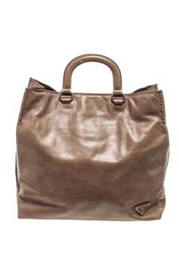Prada Brown Leather Vitello Shine Shoulder Bag