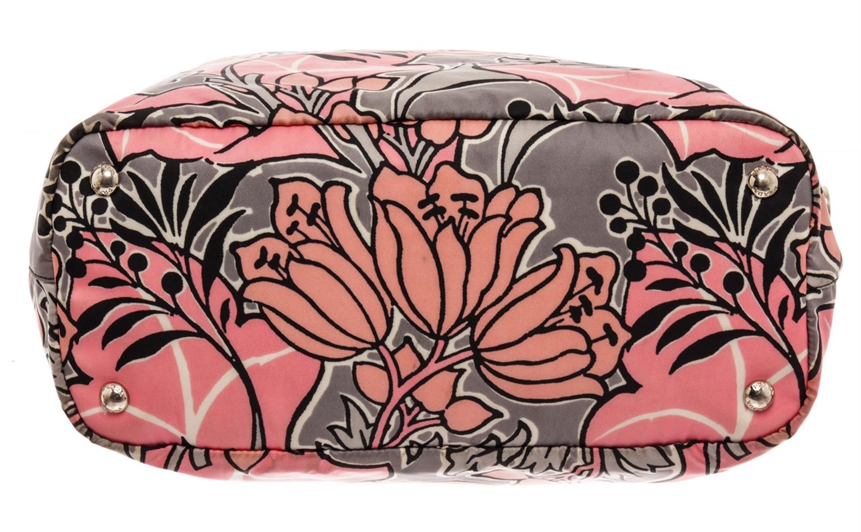 Prada Pink Nylon Saffiano Tessuto Flower Print 2Way Tote Bag