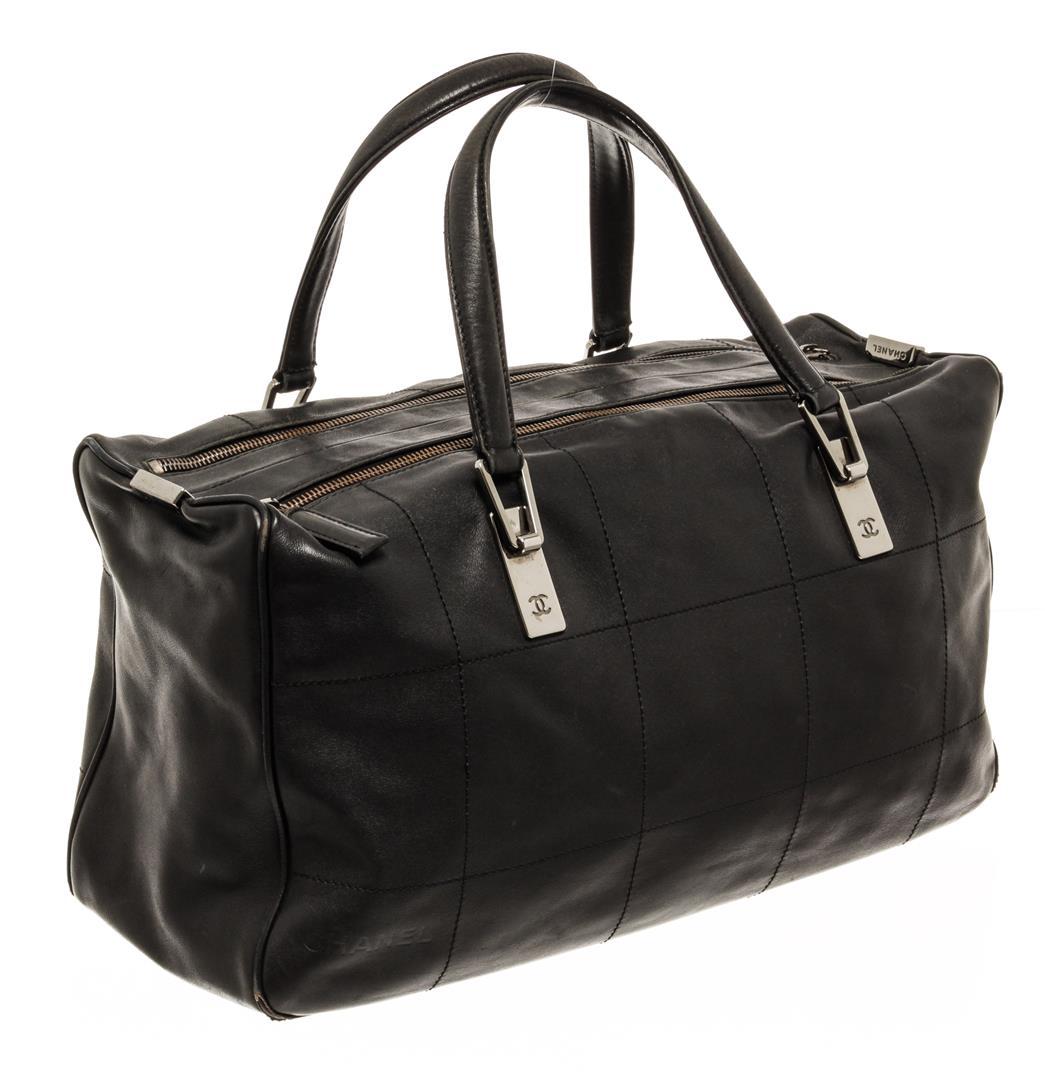 Chanel Black Leather Chocolate Bar Handbag