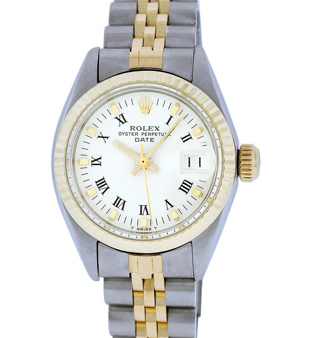 Rolex Ladies 2T Yellow Gold & Stainless Steel White Index 26MM Fluted Bezel Oyst