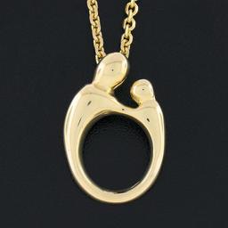 14K Yellow Gold Embracing Mother & Child Polished Pendant w/ 18.5" Cable Chain