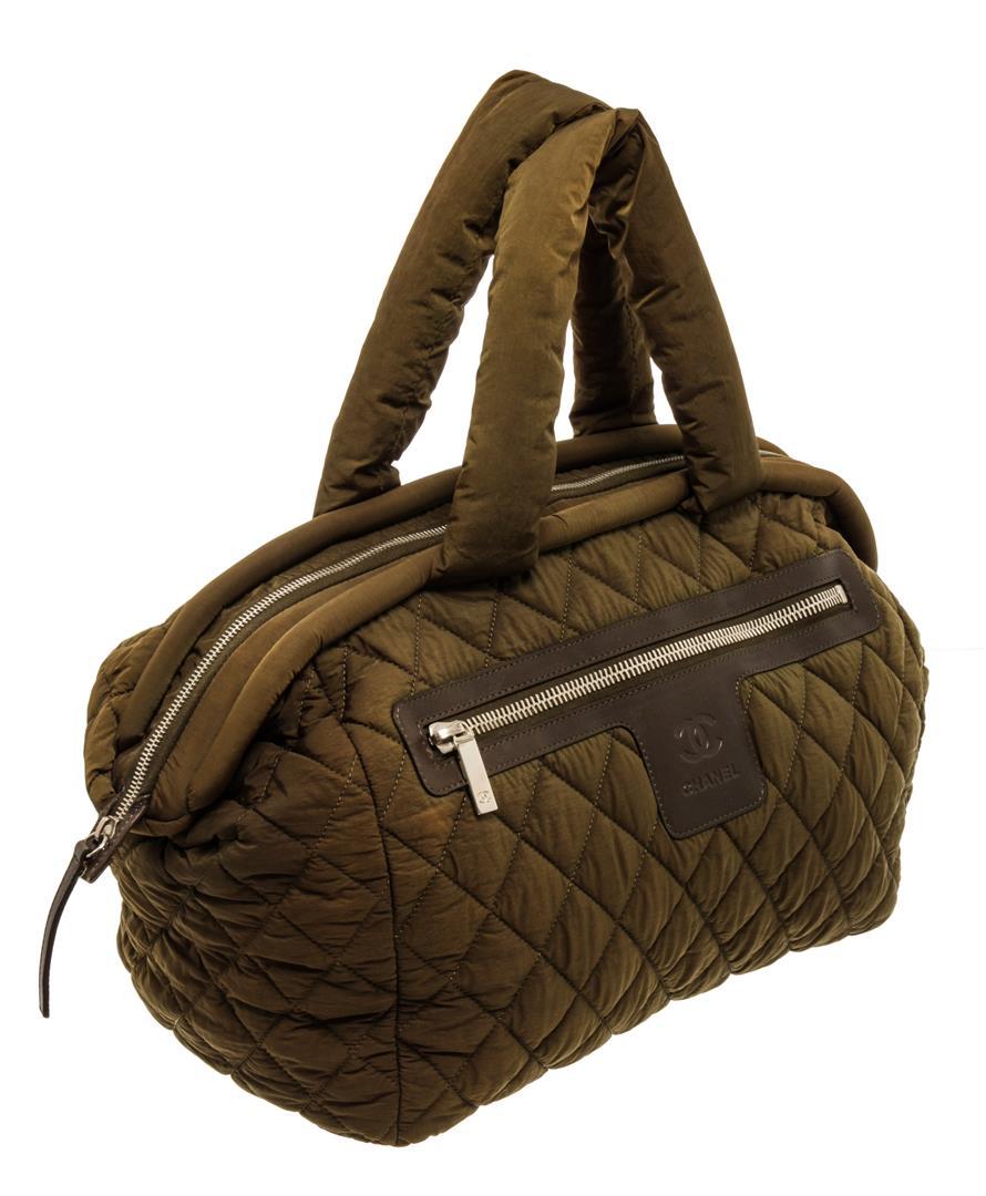Chanel Dark Green Quilted Nylon Cocoon Bowling Bag