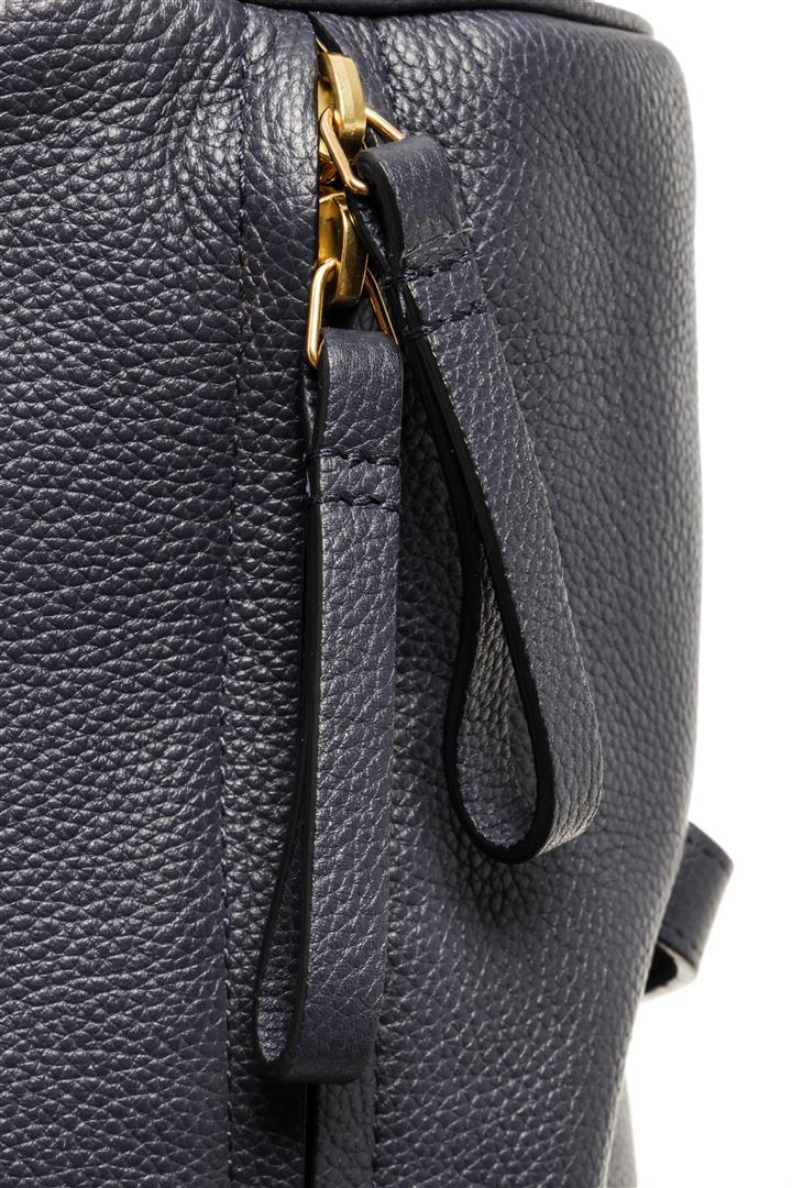 Mansur Gavriel Navy Blue Lambskin Leather Mini Duffle Crossbody Bag