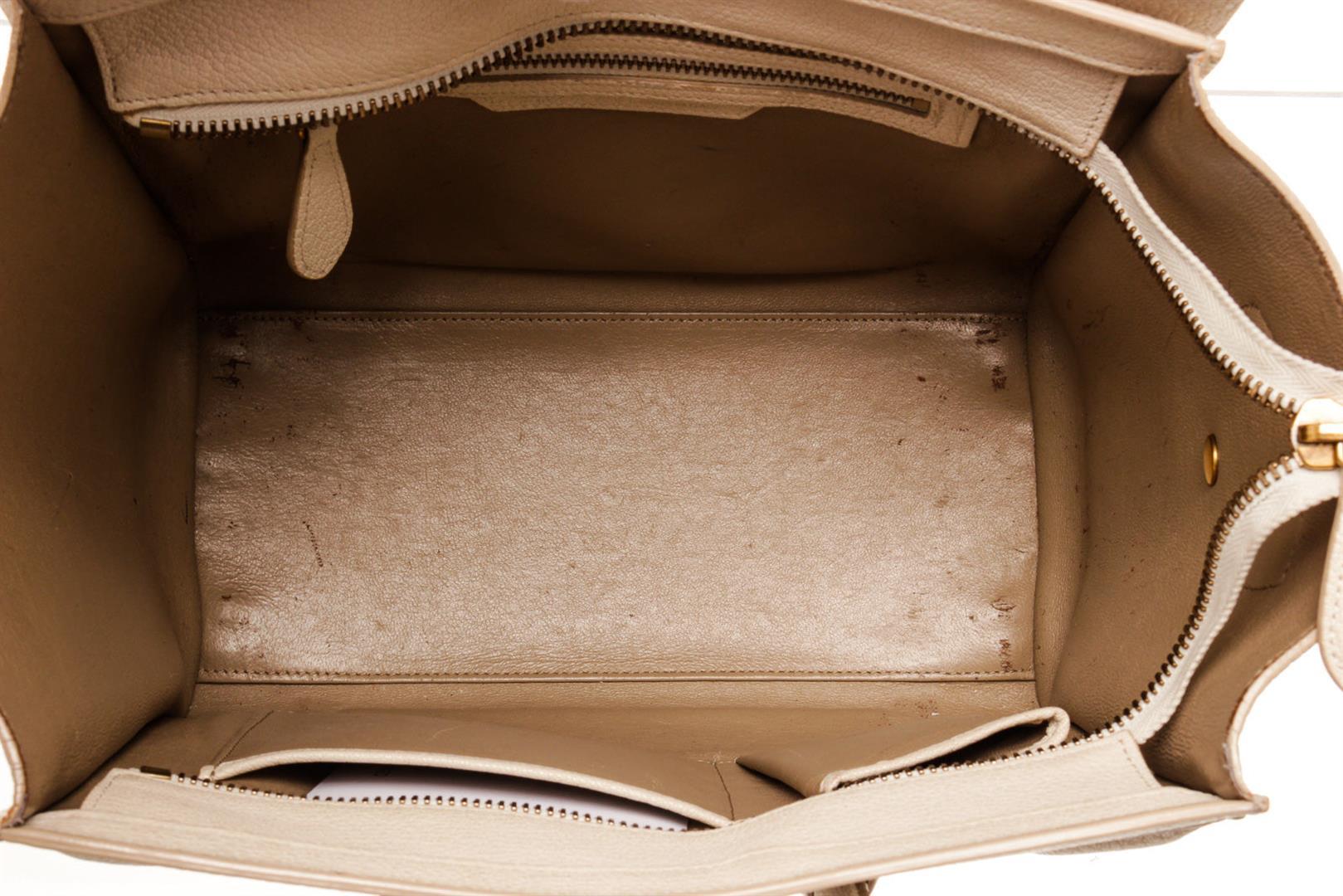 Celine Cream Leather Mini Luggage Tote Bag