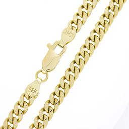 NEW Unisex Solid 14k Yellow Gold 4.4mm Miami Cuban Curb Link 22" Chain Necklace