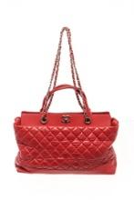 Chanel Red Quilted Lambskin CC Chain 2 Way Shoulder Bag