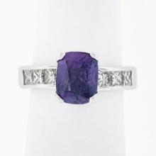 Platinum 2.83 ctw GIA Cushion Ceylon Purple Sapphire & Diamond Engagement Ring