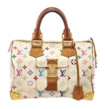 Louis Vuitton White Multicolor Monogram Leather Speedy 30 Satchel Bag