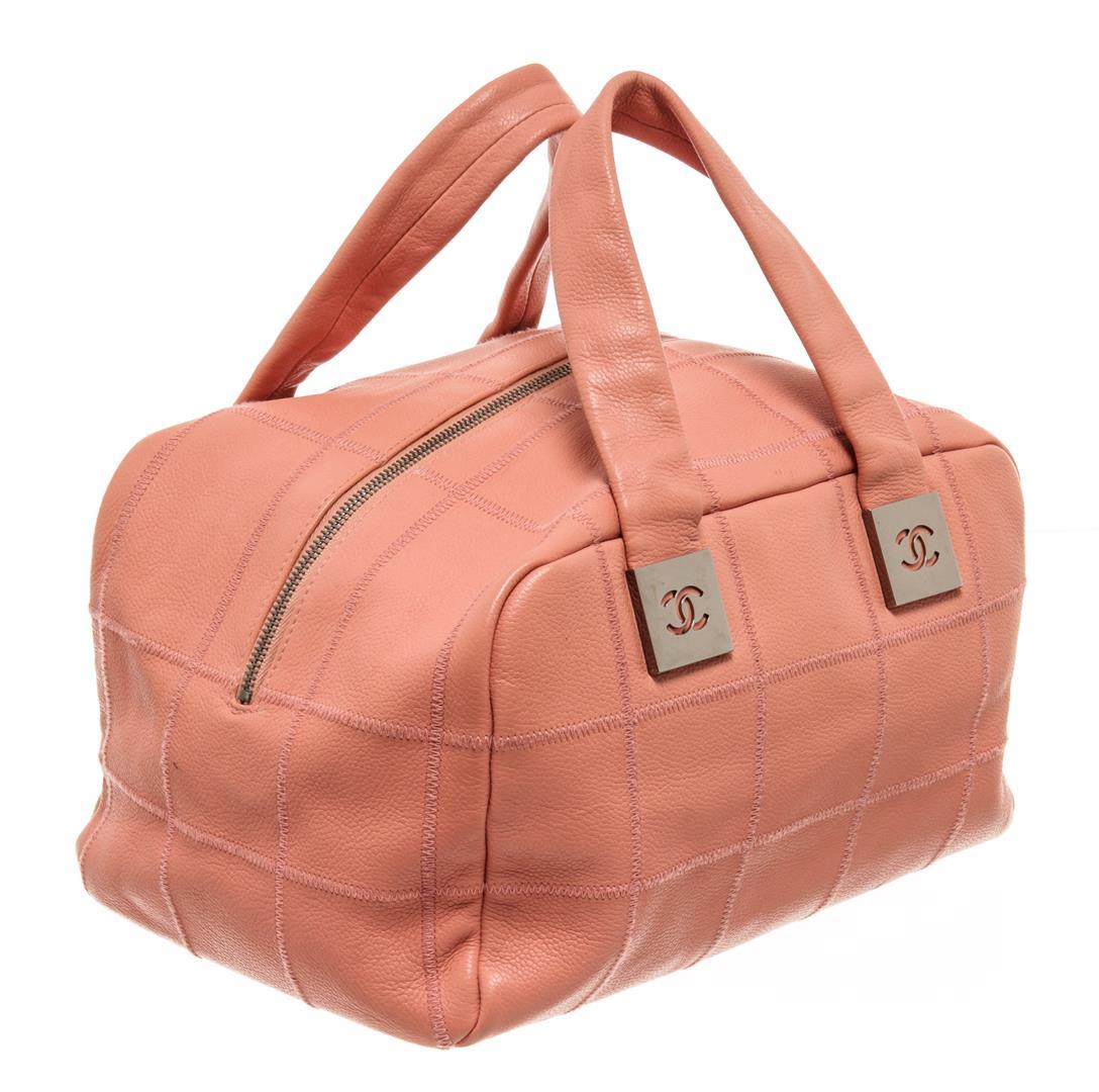 Chanel Pink Leather Chocolate Bar Shoulder Bag