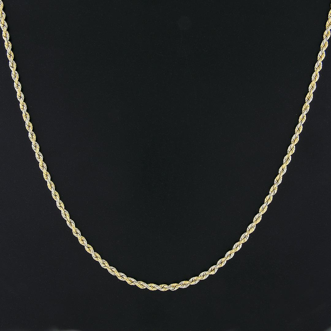 Vintage Unisex 18k Solid Two Tone Gold 18" 3.3mm Rope Chain Necklace
