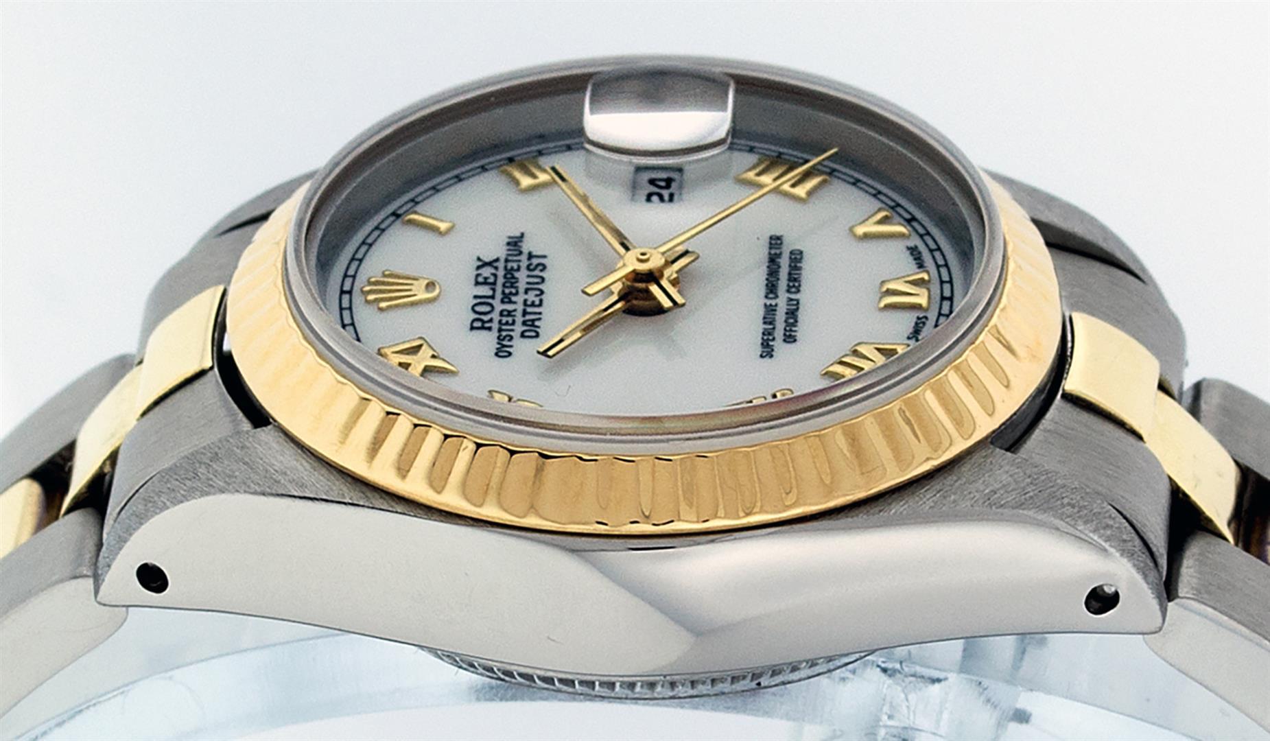 Rolex Ladies 2T Yellow Gold & Stainless Steel White Roman 26MM