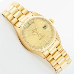 Rolex Mens 18K Yellow Gold Champagne Index Day Date President 36MM