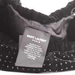 Saint Laurent YSL Beret Crystal Embellished Velvet Black