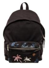 Saint Laurent YSL Black Tropical Canvas Backpack