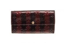 Louis Vuitton Red Brown Vernis Leather Sarah Wallet