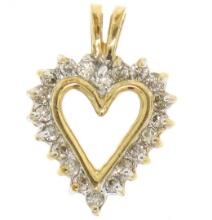Classic Petite 10K Yellow Gold 0.46 ctw Diamond Framed Open Heart Charm Pendant