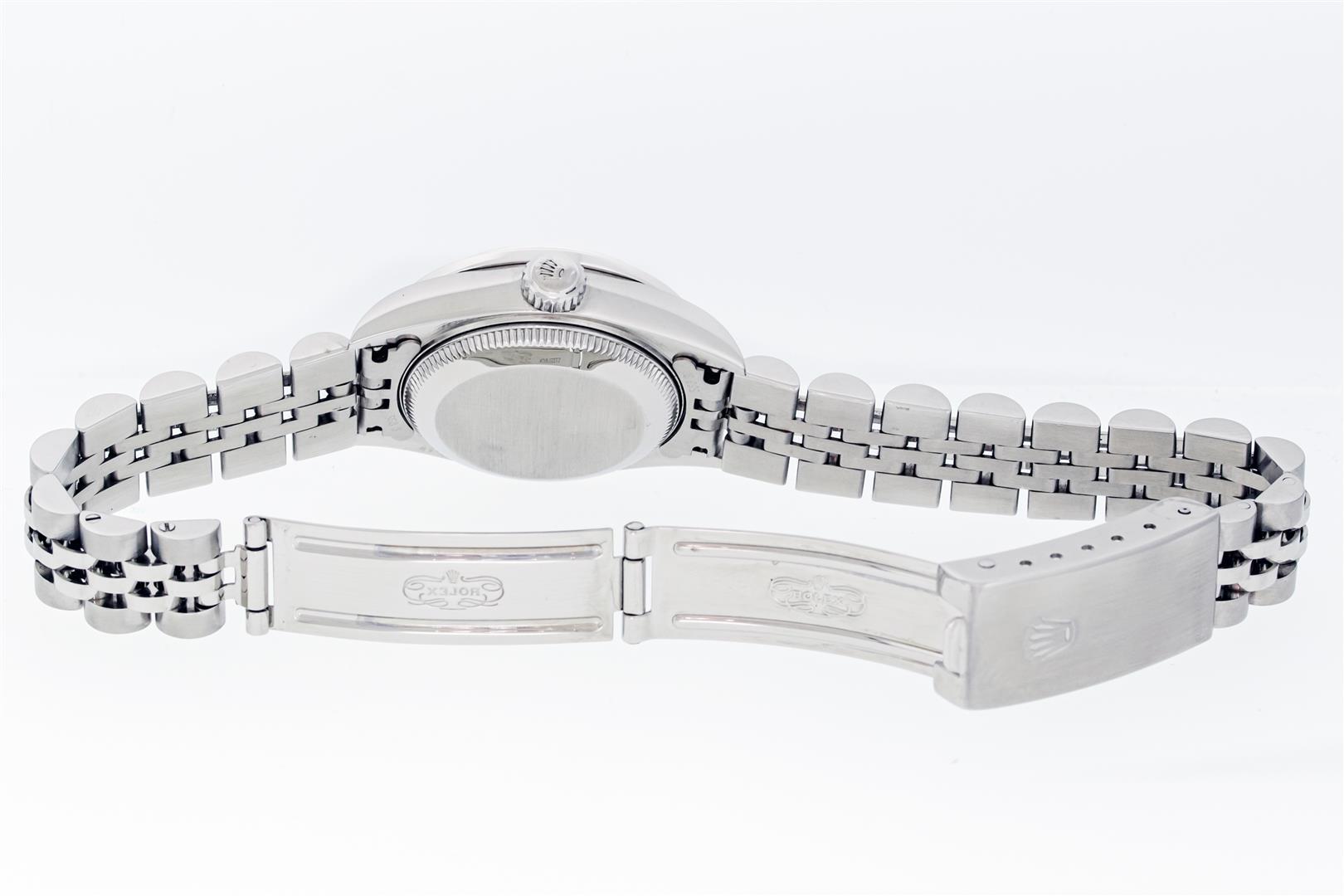 Rolex Quickset Silver Index 18K Gold Diamond Bezel Datejust Wristwatch 26MM