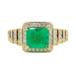 2.56 ctw Emerald and Diamond Ring - 18KT Yellow Gold