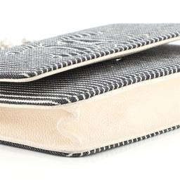 Chanel Black Ivory Striped Denim Timeless Wallet on Chain