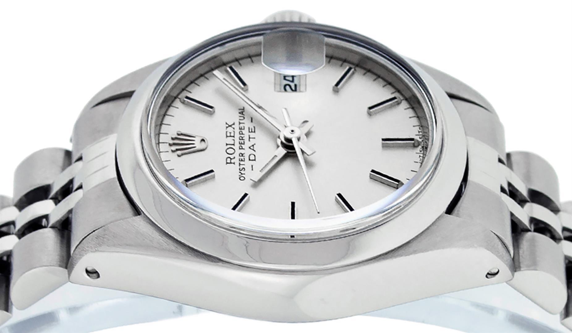 Rolex Ladies Stainless Steel Silver Index 26MM Fluted Wristwatch