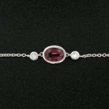 New 18k White Gold 1.13 ctw GIA Pink Sapphire and Diamond Pendant Necklace