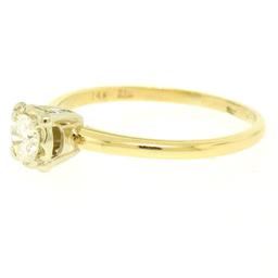 14k Two Tone Gold 0.40 ctw Illusion Prong Set Round Diamond Solitaire Band Ring
