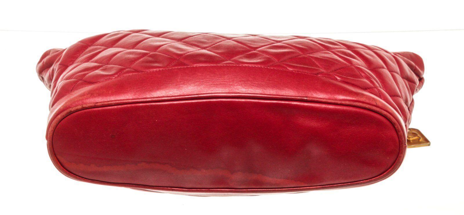 Chanel Red Leather Quilted Chain Shoulder Bag