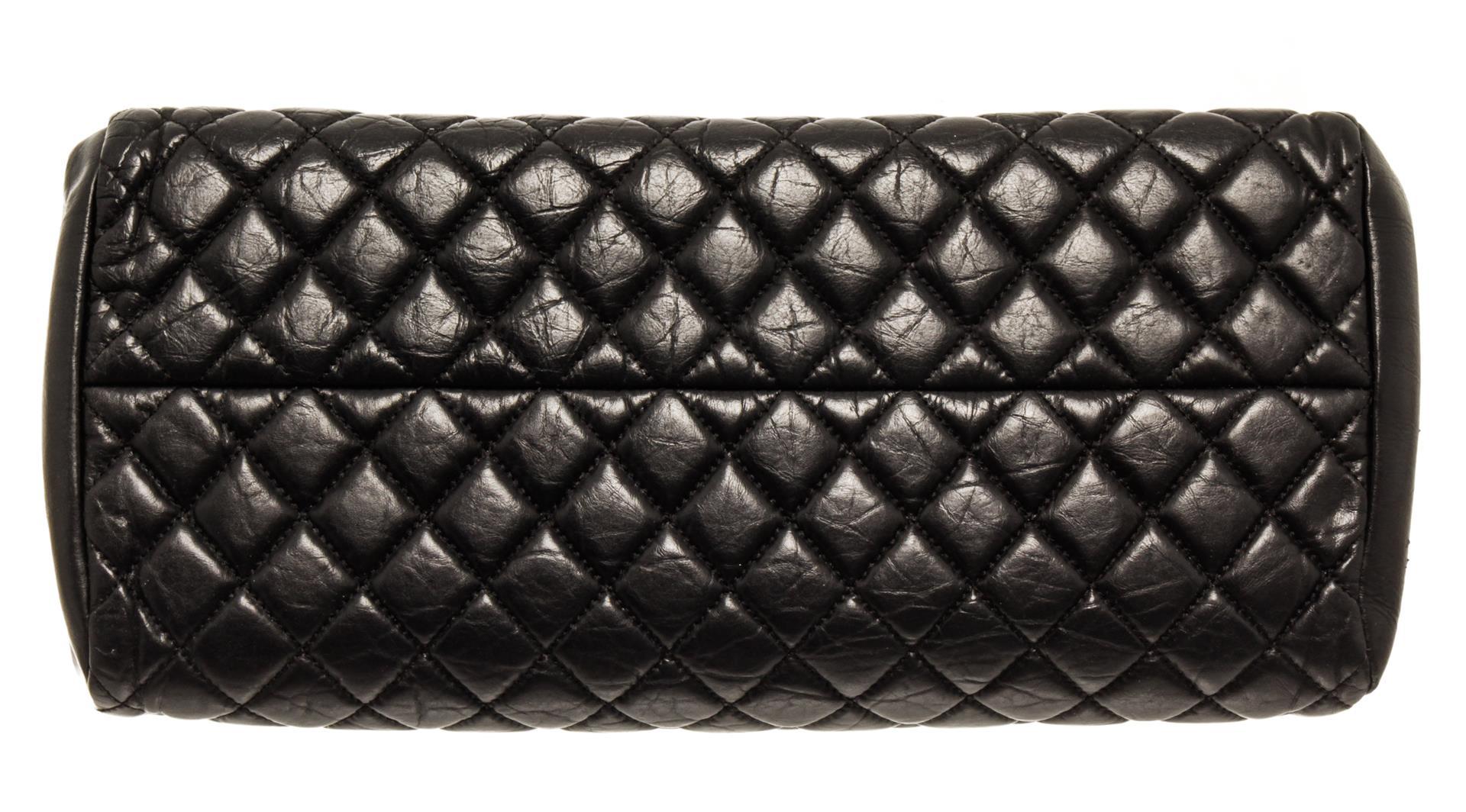 Chanel Black Leather Small Just Mademoiselle Bowling Bag