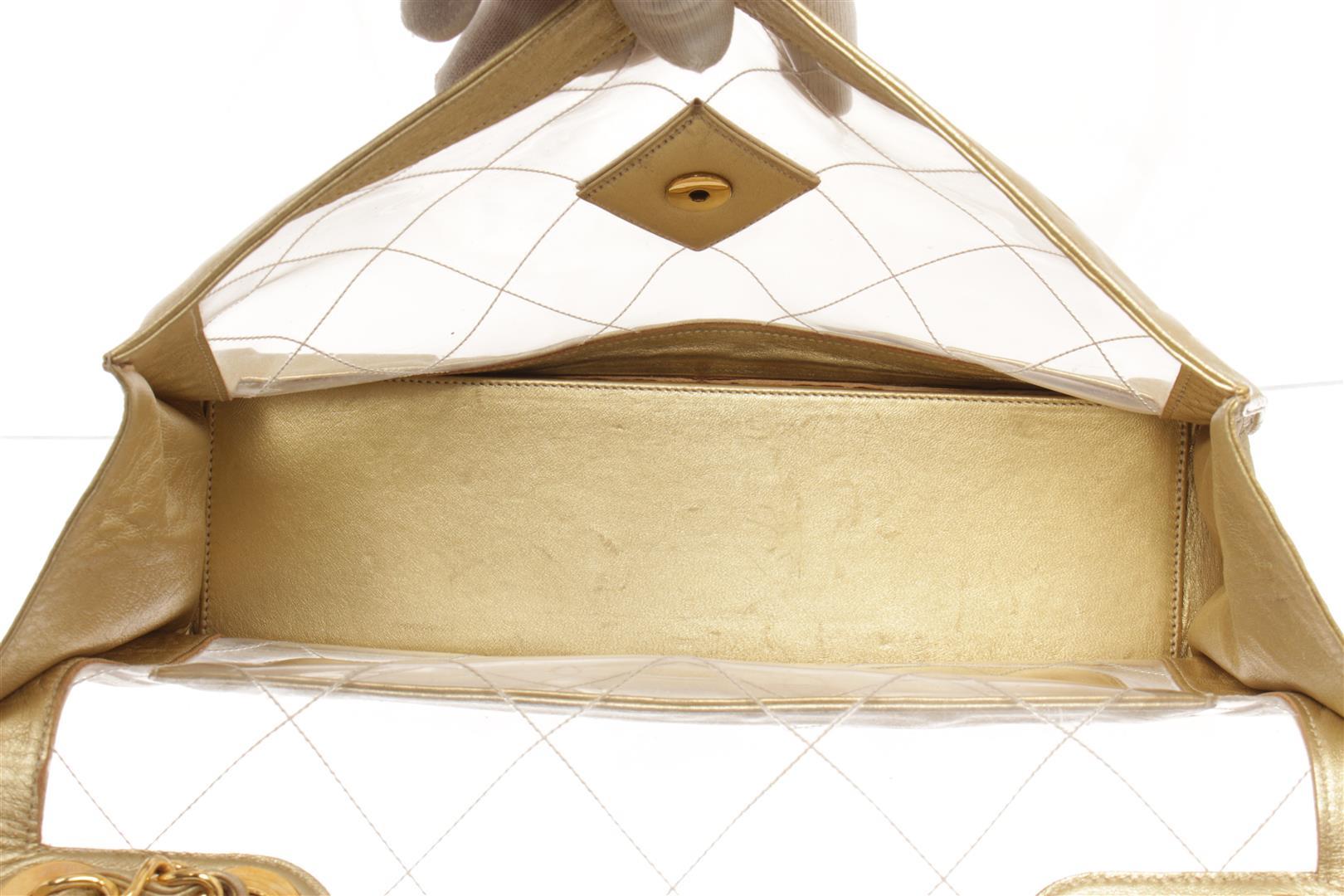 Chanel Vinyl Gold Lambskin Flap Maxi Shoulder Bag