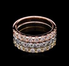 1.65 ctw Diamond Stackable Rings - 14KT Tri-Color Gold