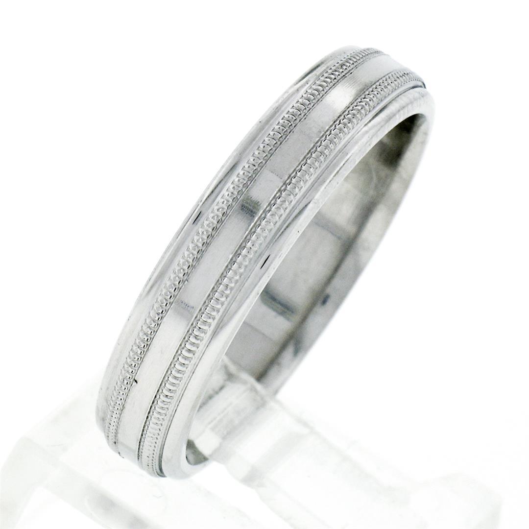 Men's Solid .950 Platinum 5mm Classic Dual Milgrain Polished Band Ring Size 11