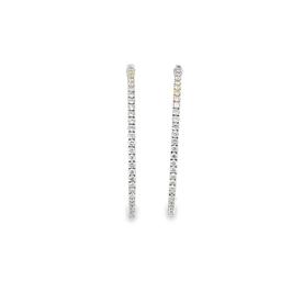 5.40 ctw Diamond Hoop Earrings - 14KT White Gold
