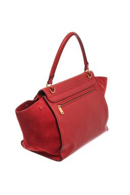 Celine Red Leather Medium Trapeze Shoulder Bag