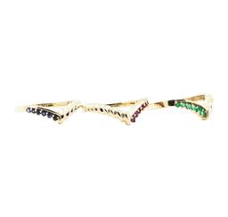 0.60 ctw Emerald, Ruby, and Sapphire Stackable Ring Set of Three - 14KT Yellow G