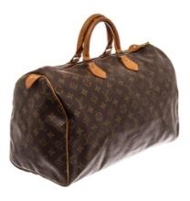 Louis Vuitton Brown Monogram Canvas Leather Speedy 40 Bag