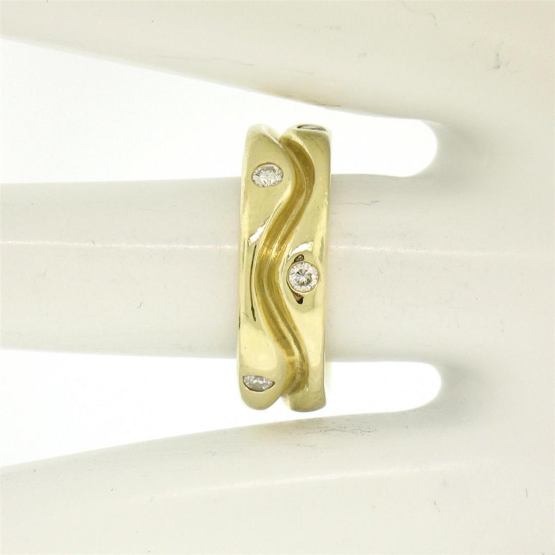 Designer Sam Lehr 18k Yellow Gold 0.33 ctw Diamond Wave Eternity Band Ring SZ 6