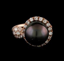 0.66 ctw Diamond and Pearl Ring - 14KT Rose Gold