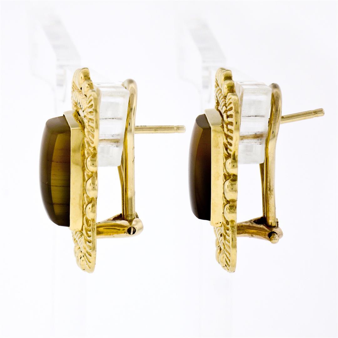Scott Gauthier 18k Yellow Gold Rectangular Banded Agate Earrings