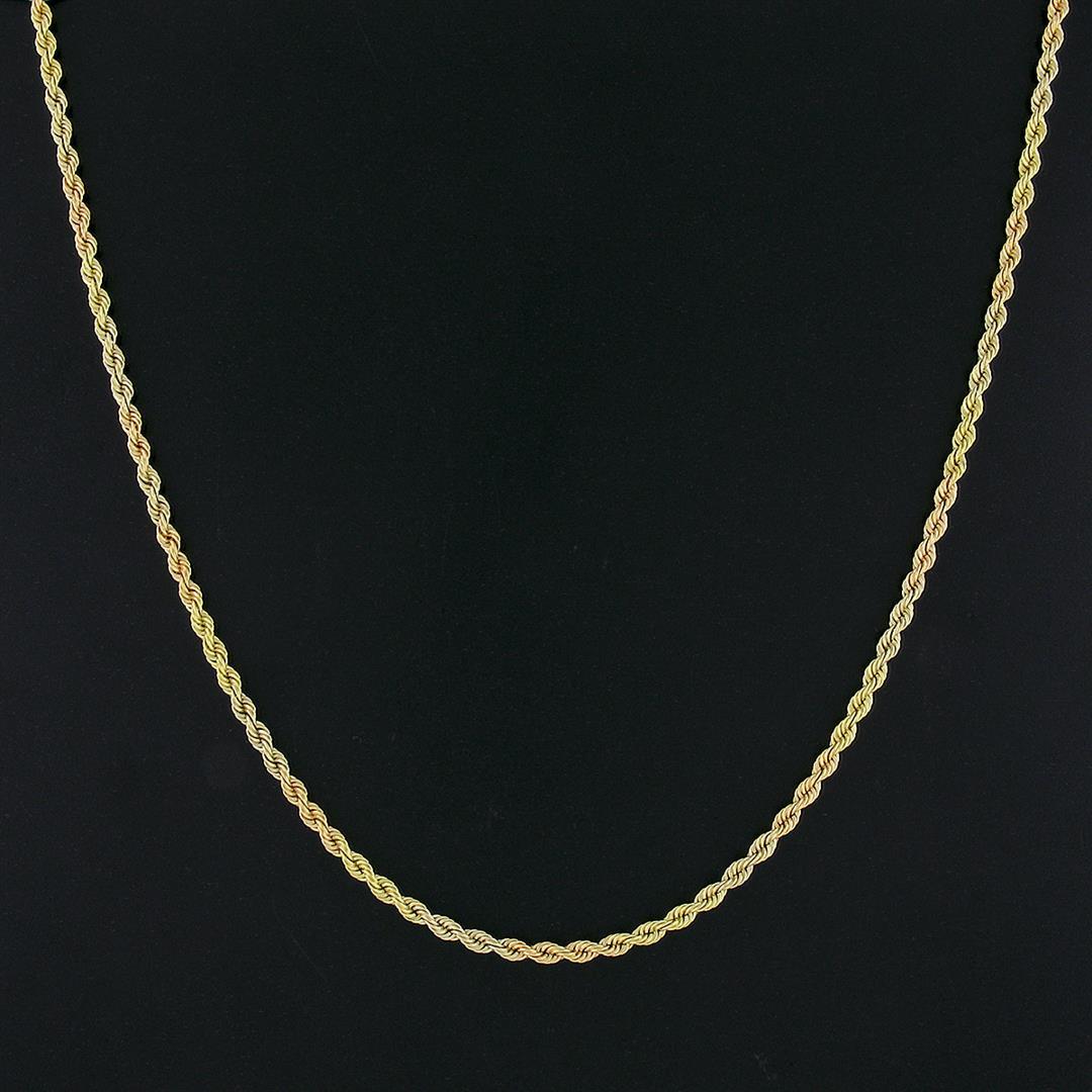 Unique 14k Tri Color Gold 15.5" 3.2mm Solid Rope Link Chain Choker Necklace